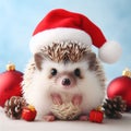 a cute little hedgehog wearing a santa hat