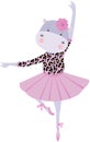 Cute little hippo dancing ballerina Royalty Free Stock Photo