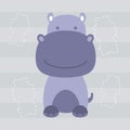 Cute little hippo kids t shirt design and poster Royalty Free Stock Photo