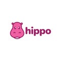 Cute little hippo pink logo design vector graphic symbol icon sign illustration creative idea Royalty Free Stock Photo