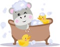 Cute little hippo taking a bath Royalty Free Stock Photo