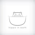 Cute little hippopotamus or hippo symbol in simple