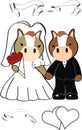 Cute little horse couple kawaii cartoon married