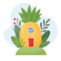 Cute little house made from pineapple. A fabulous fantasy home for gnome or fabulous creature.