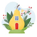 Cute little house made from yellow pear. A fabulous fantasy home for gnome or elf