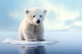 cute little icebear stand on ice floe AI generated Royalty Free Stock Photo