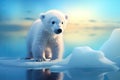 cute little icebear stand on ice floe AI generated Royalty Free Stock Photo