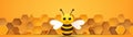 Cute little illustration cartoon pixar bee on honeycomb and white background