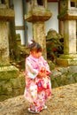 Cute little Japanese girl in kimono, Nara, Japan