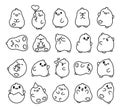 Cute little kawaii baby chicken. Coloring Page