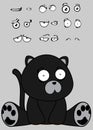 Cute little kawaii sitting baby panther cartoon expressions set collection Royalty Free Stock Photo