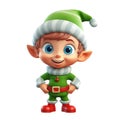 cute little kid boy wearing green elf Christmas costume