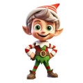 cute little kid boy wearing green elf Christmas costume