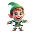 cute little kid boy wearing green elf Christmas costume