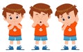 cute little kid boys in various expressions and gesture set Royalty Free Stock Photo