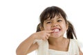 Cute little kid showing her teeth Royalty Free Stock Photo