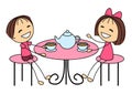 Cute little kids drinking tea