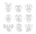 Kids wearing animals costumes. Coloring Page Royalty Free Stock Photo