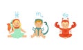 Cute Little Kids Wearing as Zodiac Signs Set, Pisces, Scorpio, Cancer Vector Illustration Royalty Free Stock Photo