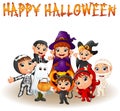 Cute little kids wearing Halloween costumes Royalty Free Stock Photo