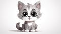 a cute little kitten with big eyes sitting down on a white background Royalty Free Stock Photo