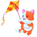 A cute little kitten with a kite Royalty Free Stock Photo