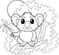 Cute little koala, coloring book, funny illustration