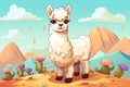 cute little lama cartoon AI generated