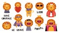 Cute little lion illustrations set Royalty Free Stock Photo