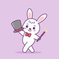 Cute little magician rabbit with hat and magic stick Royalty Free Stock Photo
