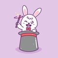 Cute little magician rabbit with hat and magic stick Royalty Free Stock Photo