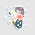 Cute little mairmaid - vector cartoon illustration. Fairy mermaids princess with underwater elements - coralls and