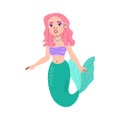 Cute little mermaid, magical funny princess character for kids Royalty Free Stock Photo