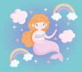 Cute little mermaid rainbows clouds decoration cartoon