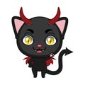 Cute little devil cat illustration