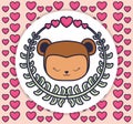 Cute and little monkey with crown and hearts