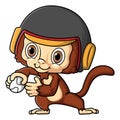 Cute little monkey playing baseball