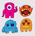 Cute little monsters sticker v1 Royalty Free Stock Photo