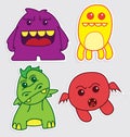 Cute little monsters sticker v2 Royalty Free Stock Photo
