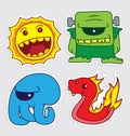 Cute little monsters sticker v5 Royalty Free Stock Photo