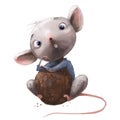 Cute little mouse with chocolate