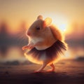 Ballerina mouse in the sunset by Generative AI