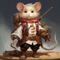 Charming Skeleton Mouse In Full Armor Illustration