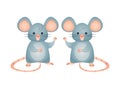 Cute little mouses isolated icons