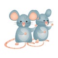 Cute little mouses isolated icons