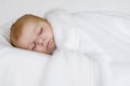 Cute little newborn baby girl sleeping wrapped in blanket Royalty Free Stock Photo