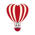 Cute little opossum fly on heart hot air balloon. Cartoon animal character for kids cards, baby shower, invitation Royalty Free Stock Photo