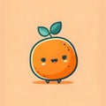 Cute little orange fruit with kawaii face. Funny and friendly food faces. Chibi happy cartoon characters