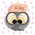 Cute little owl. cartoon vector illustration.
