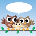 Cute little owl family Royalty Free Stock Photo